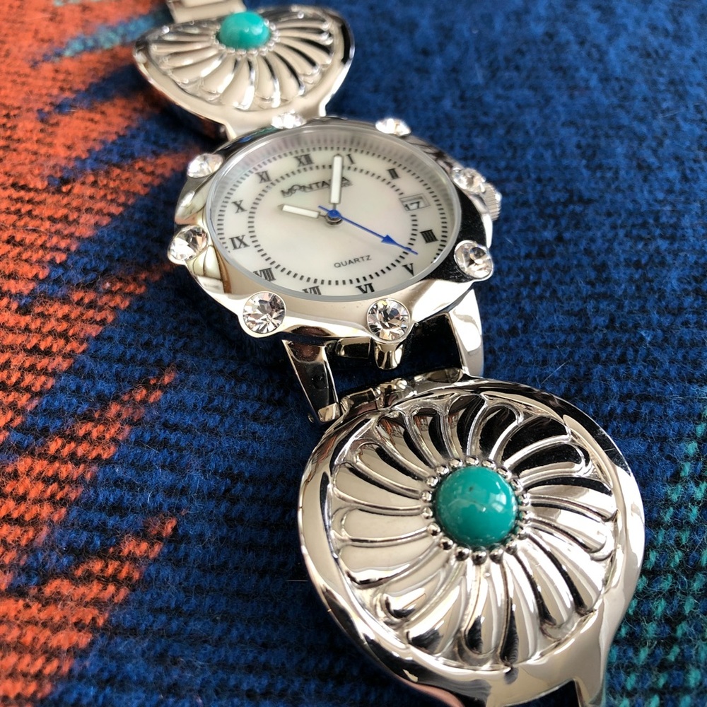 Montana Silversmiths silver and turquoise watch